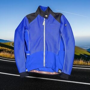 ASSOS Airblock 851 Cycling Jacket Mens Medium Blue Thermal Full Zip R&D Textile